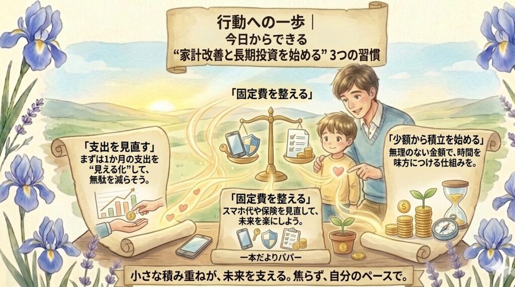 行動への一歩｜ 今日からできる “家計改善と長期投資を始める” ３つの習慣