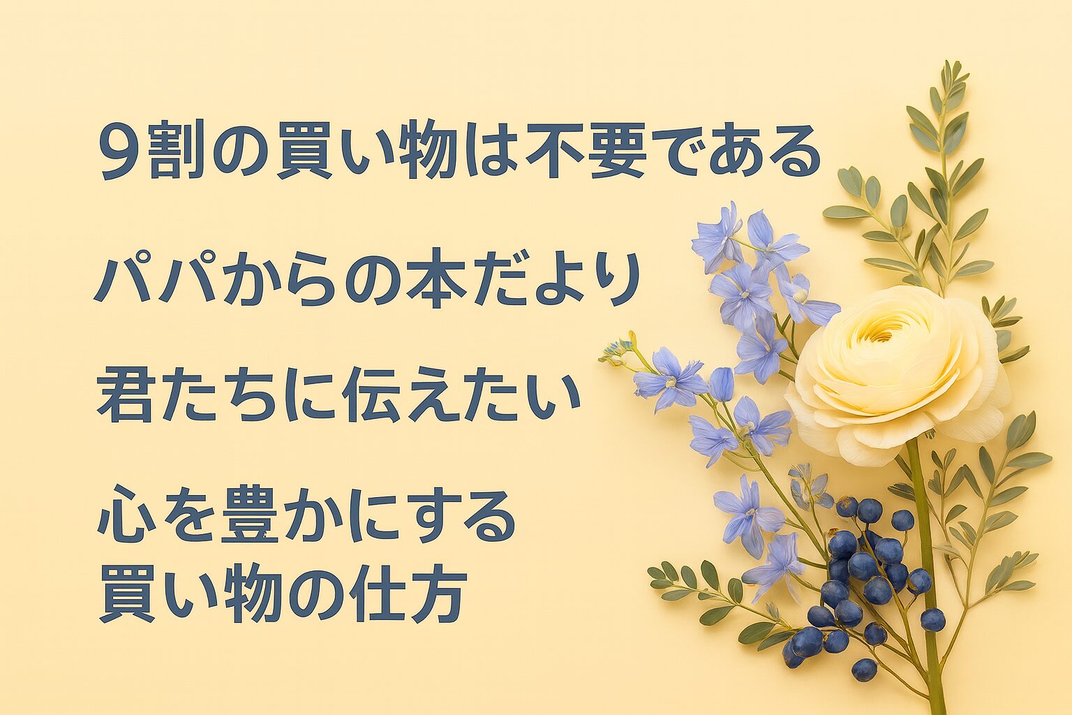 『9割の買い物は不要である』書評｜パパからの本だより：君たちに伝えたい “心を豊かにする買い物の仕方”