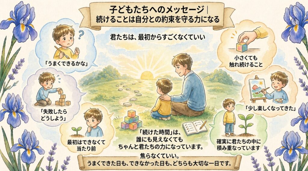 子どもたちへのメッセージ|続けることは自分との約束を守る力になる