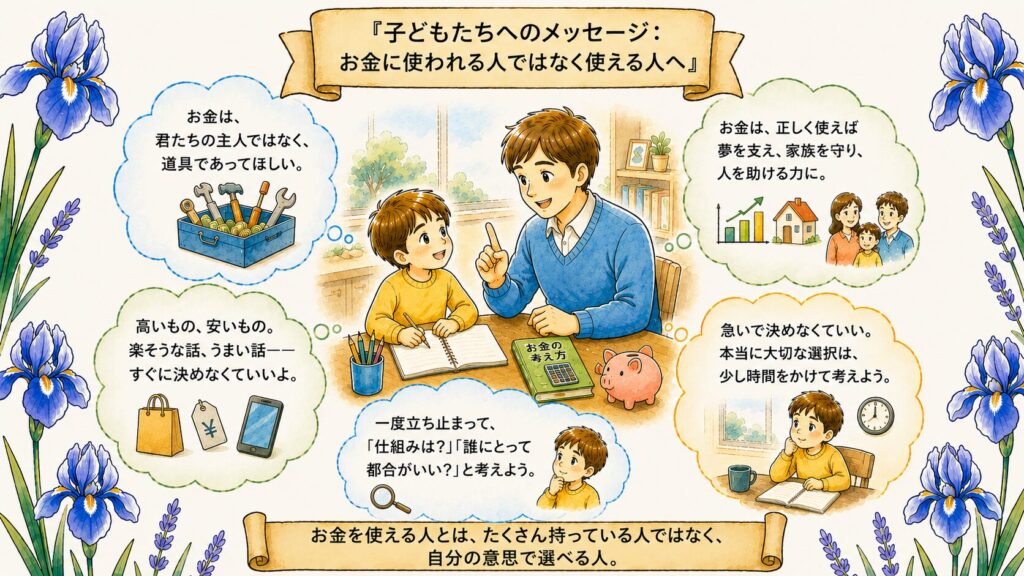 子どもたちへのメッセージ|お金に使われる人ではなく使える人へ