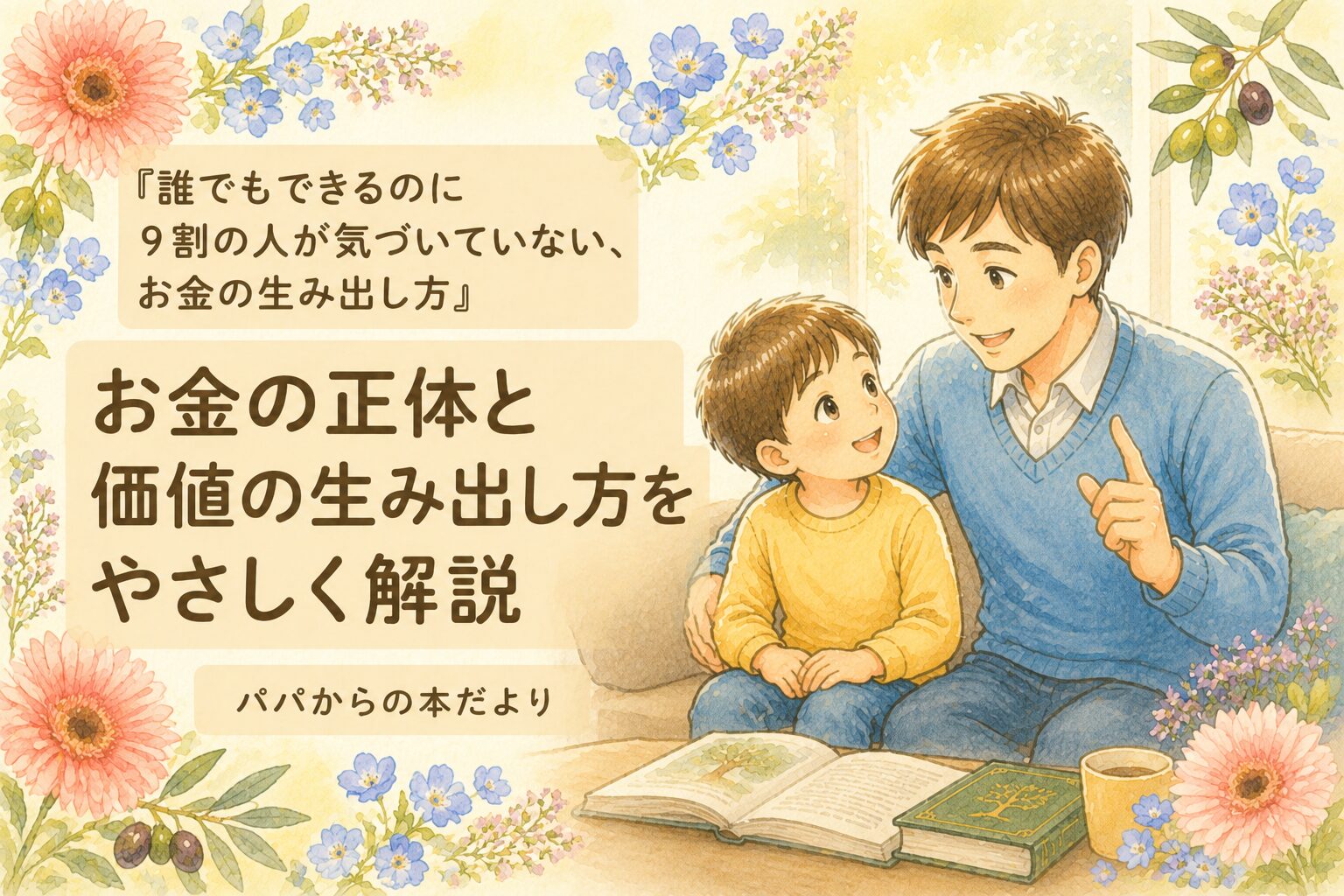 『誰でもできるのに9割の人が気づいていない、お金の生み出し方』要約・感想｜お金の正体と価値の生み出し方をやさしく解説【パパからの本だより】