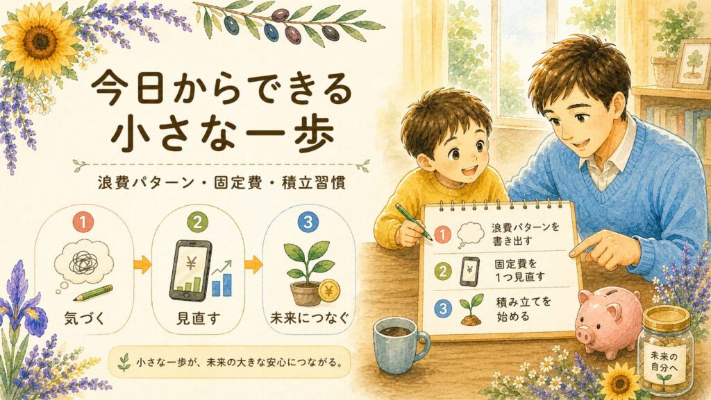 行動への一歩|初心者でもできる貯金の始め方(家計管理・固定費見直し・積立投資)