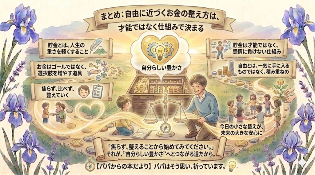 まとめ：自由に近づくお金の整え方は、才能ではなく仕組みで決まる