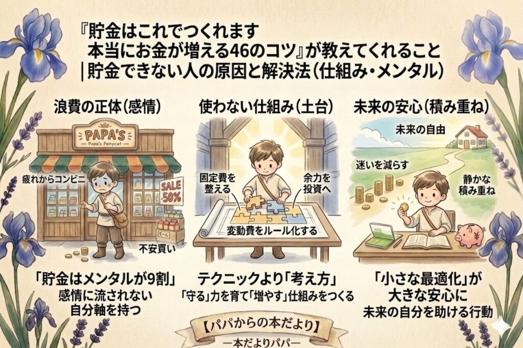 『貯金はこれでつくれます 本当にお金が増える46のコツ』が教えてくれること｜貯金できない人の原因と解決法（仕組み・メンタル）