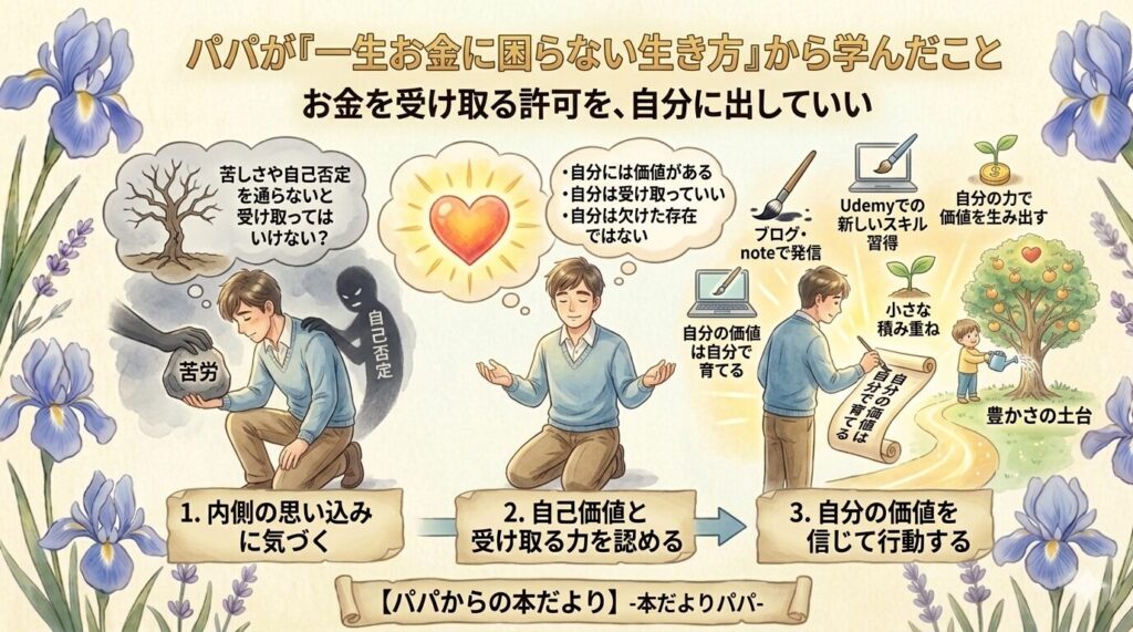 パパが『一生お金に困らない生き方』から学んだこと｜お金を受け取る力と自己価値の考え方
